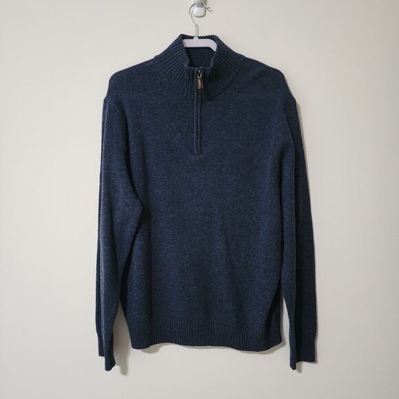 J. Crew Other - NWT J. Crew Men's Lambs Wool Half-Zip Sweater Heather Navy Blue # 97183 Size XL